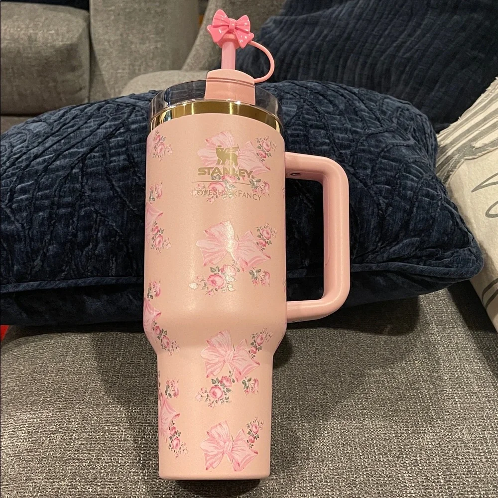 Stanley x LoveShackFancy limited edition Pink Floral Tumbler with Bow Straw NWT - Picture 1 of 4
